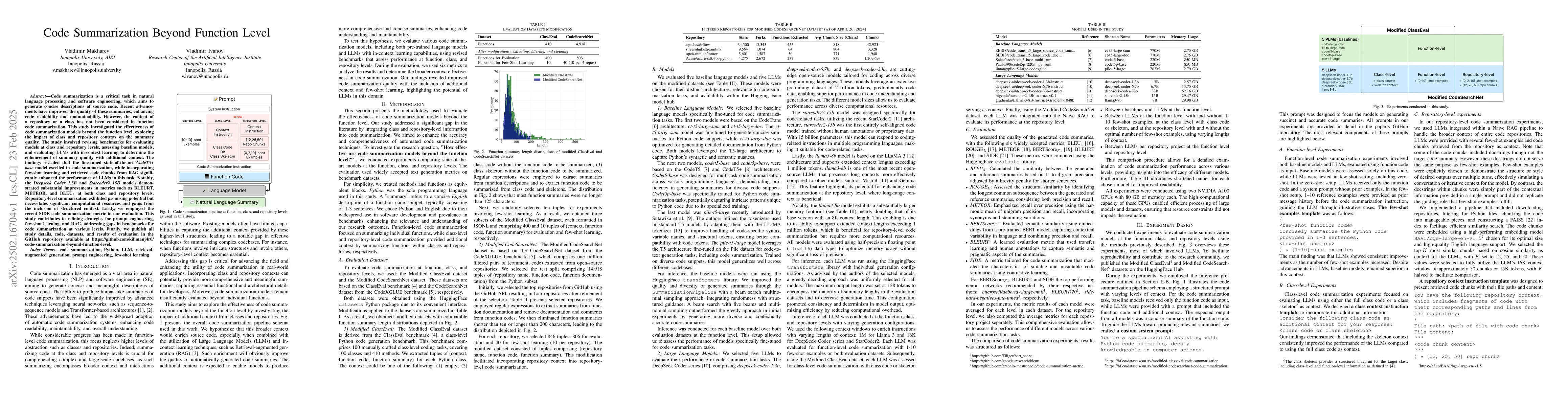 Thumbnail for Code Summarization Beyond Function Level