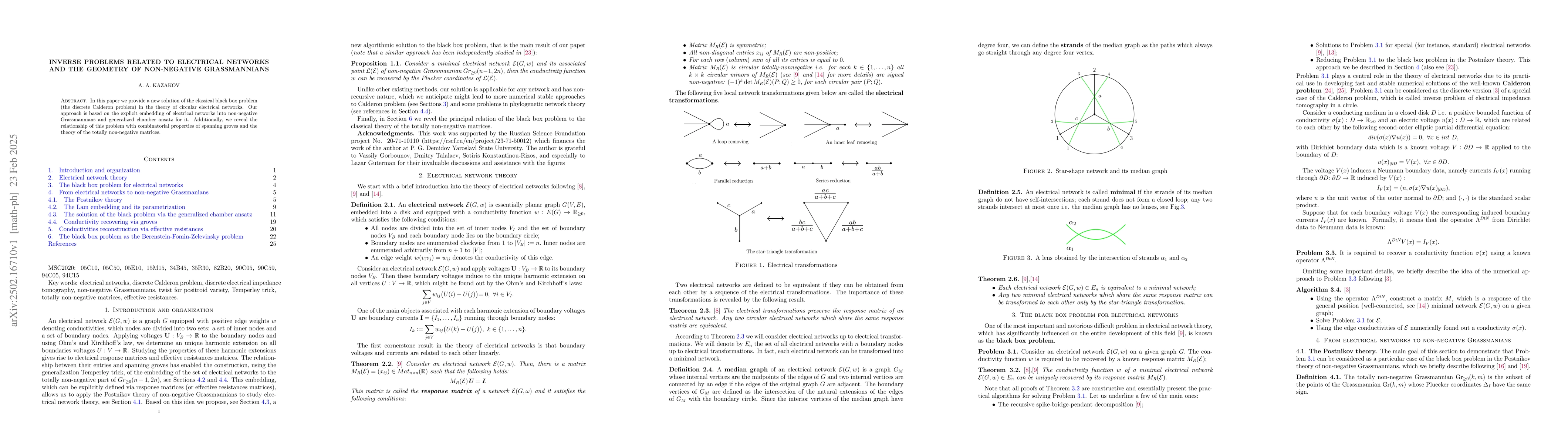 Thumbnail for Inverse problems related to electrical networks and the geometry of
  non-negative Grassmannians