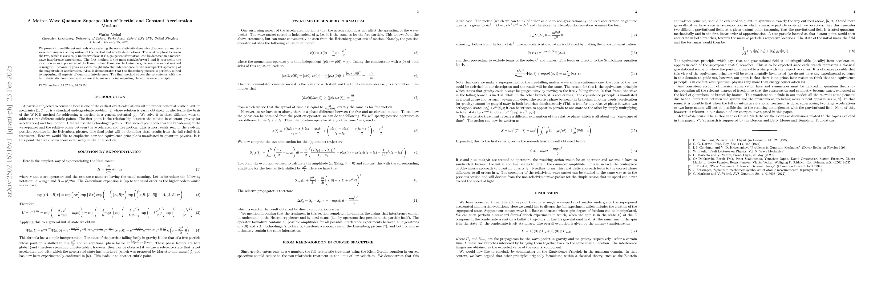 Thumbnail for A Matter-Wave Quantum Superposition of Inertial and Constant
  Acceleration Motions