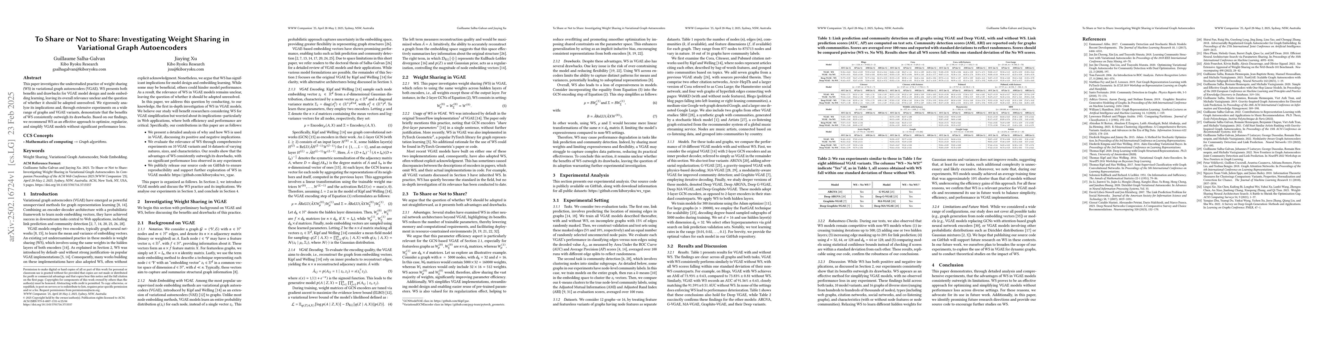 Thumbnail for To Share or Not to Share: Investigating Weight Sharing in Variational
  Graph Autoencoders