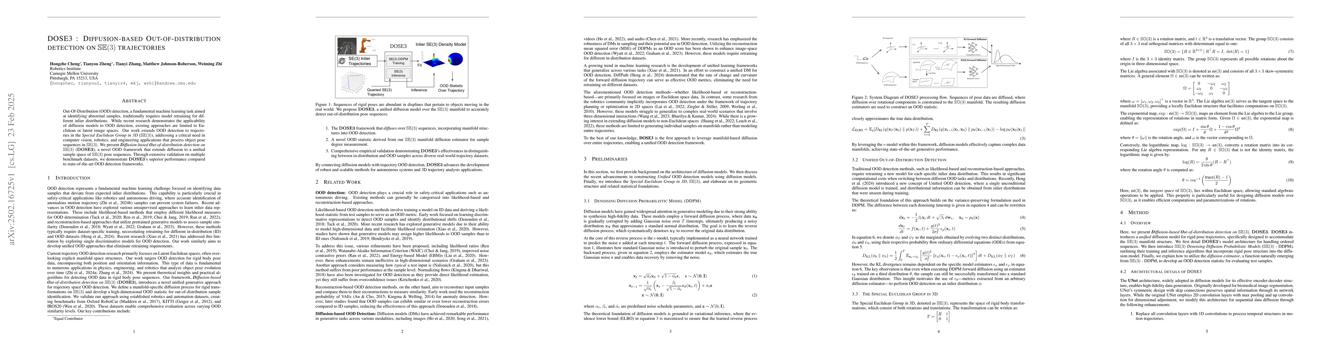 Thumbnail for DOSE3 : Diffusion-based Out-of-distribution detection on SE(3)
  trajectories