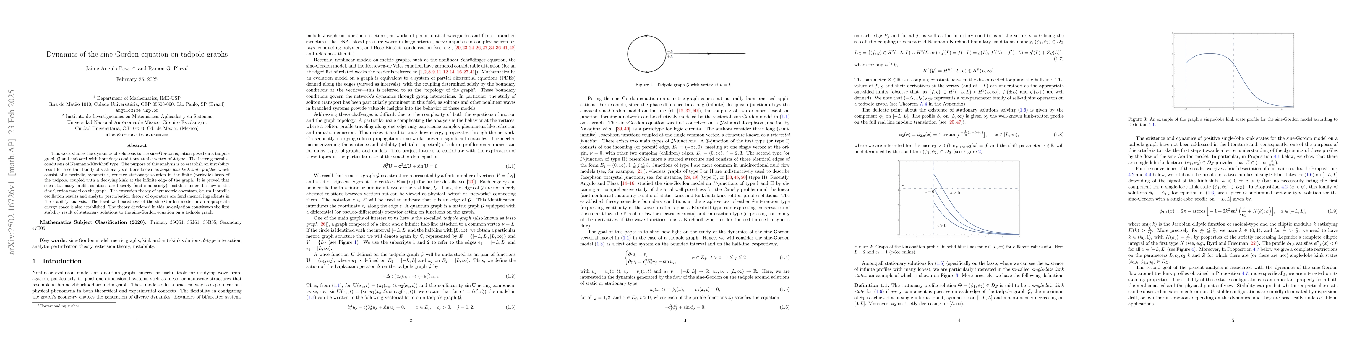 Thumbnail for Dynamics of the sine-Gordon equation on tadpole graphs