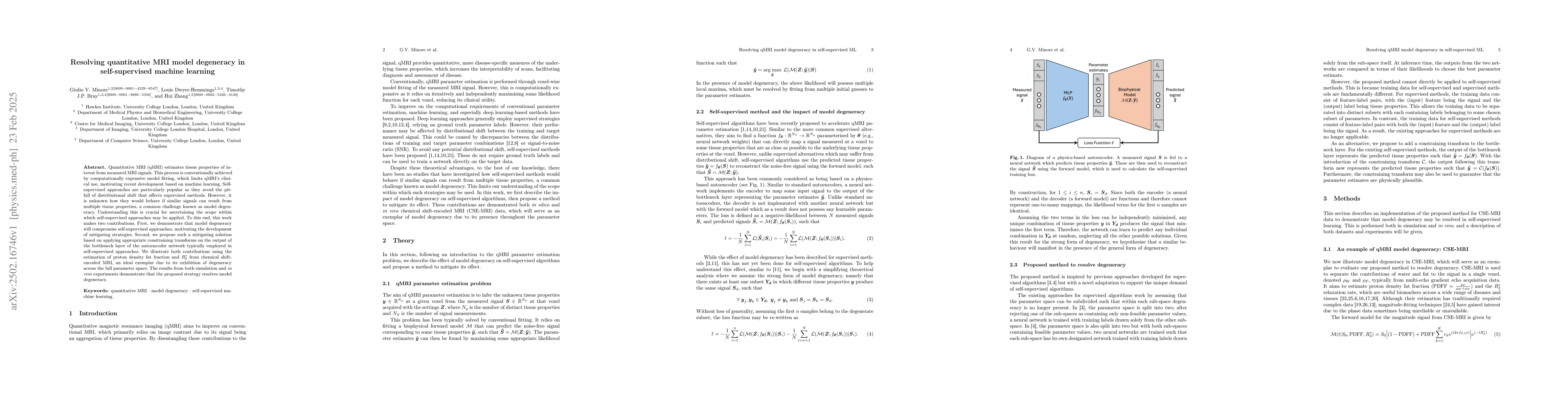 Thumbnail for Resolving quantitative MRI model degeneracy in self-supervised machine
  learning