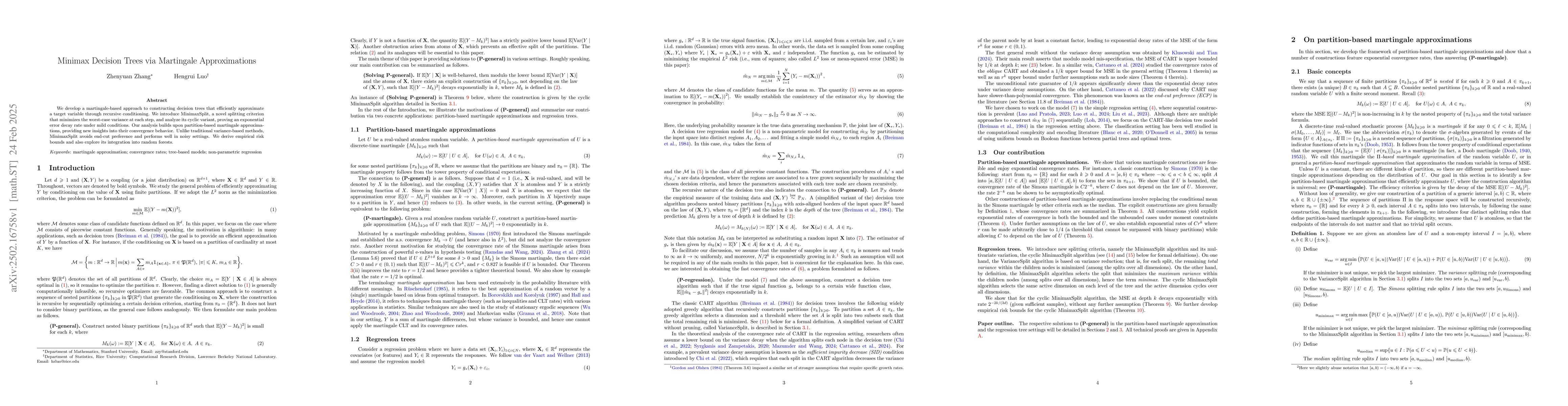 Thumbnail for Minimax Decision Trees via Martingale Approximations