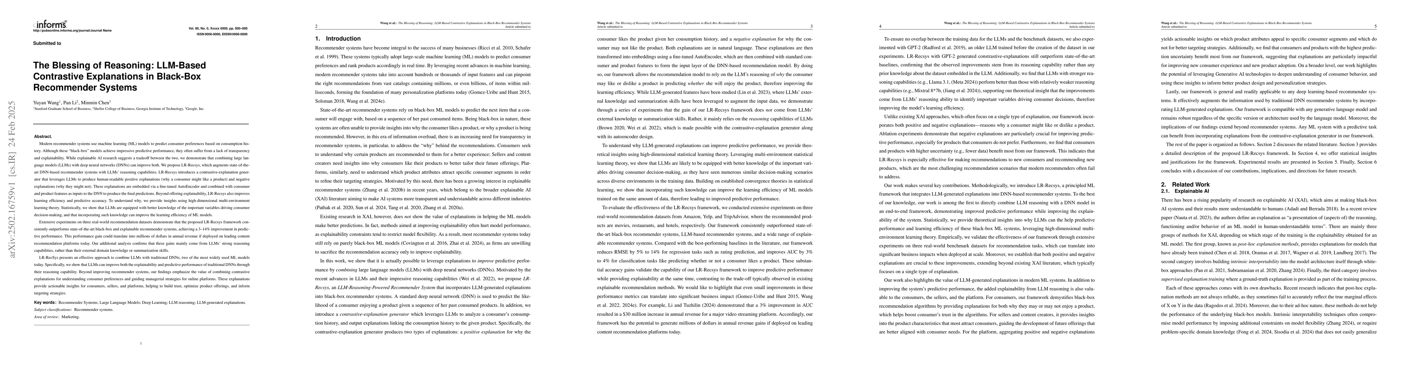Thumbnail for The Blessing of Reasoning: LLM-Based Contrastive Explanations in
  Black-Box Recommender Systems
