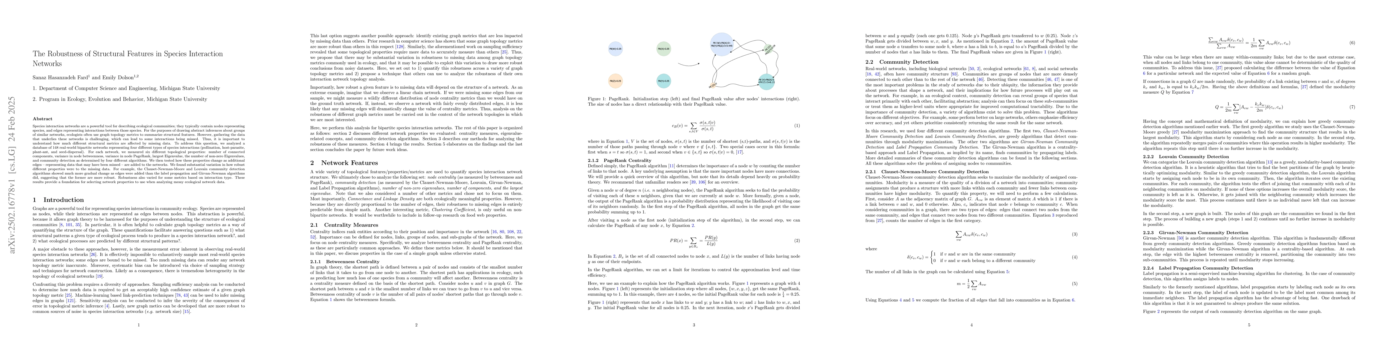 Thumbnail for The Robustness of Structural Features in Species Interaction Networks