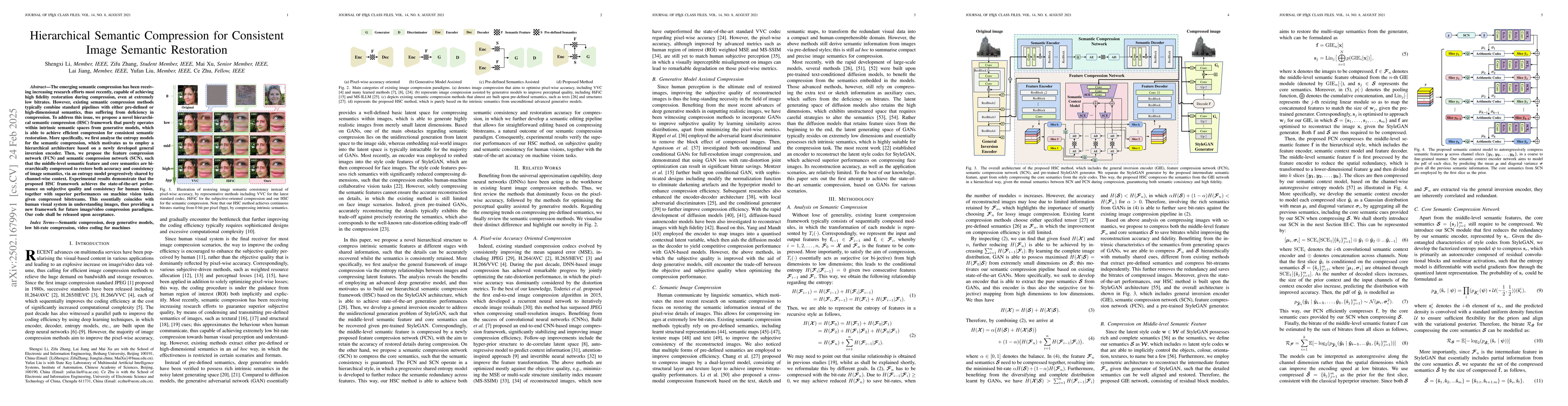 Thumbnail for Hierarchical Semantic Compression for Consistent Image Semantic
  Restoration