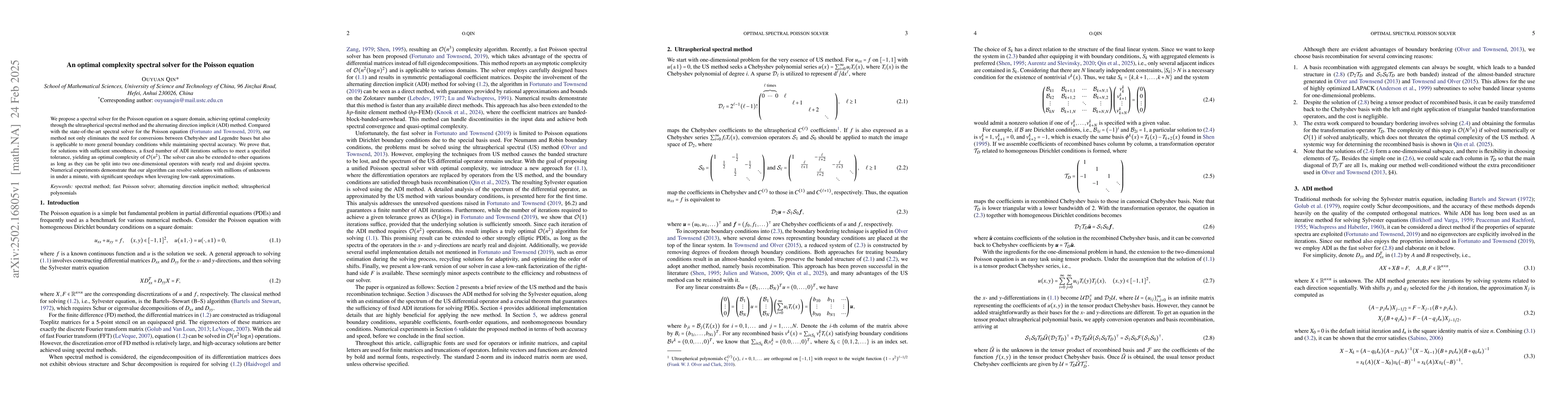 Thumbnail for An optimal complexity spectral solver for the Poisson equation