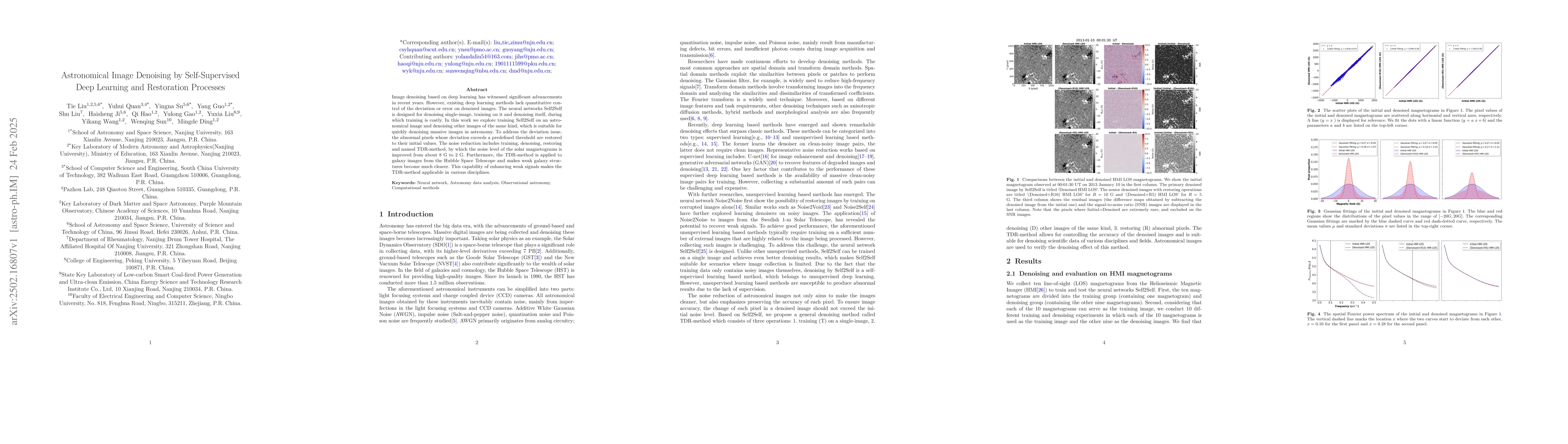 Thumbnail for Astronomical image denoising by self-supervised deep learning and
  restoration processes