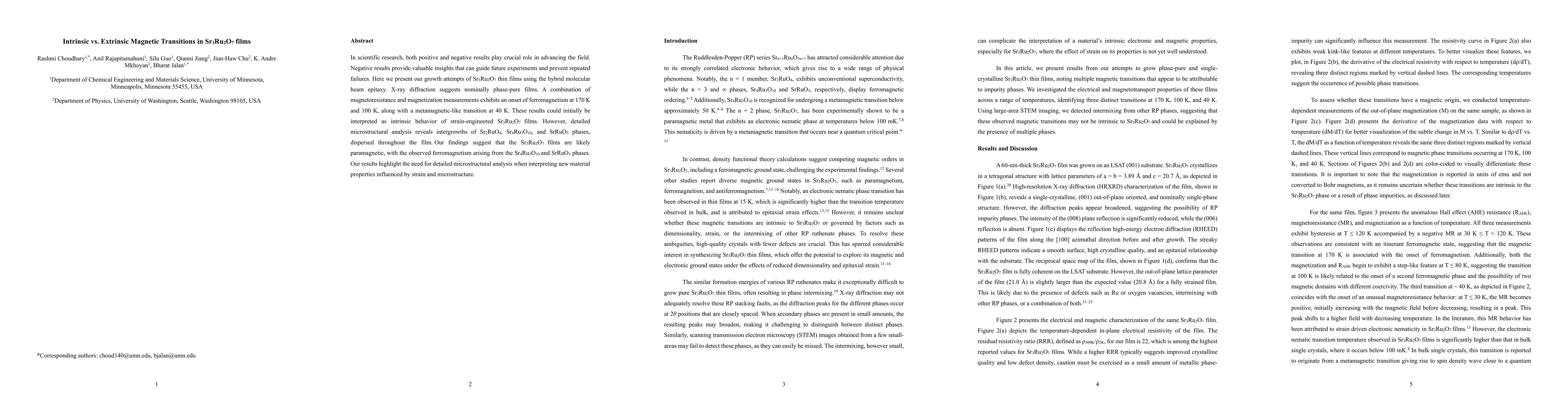 Thumbnail for Intrinsic vs. Extrinsic Magnetic Transitions in Sr3Ru2O7 films