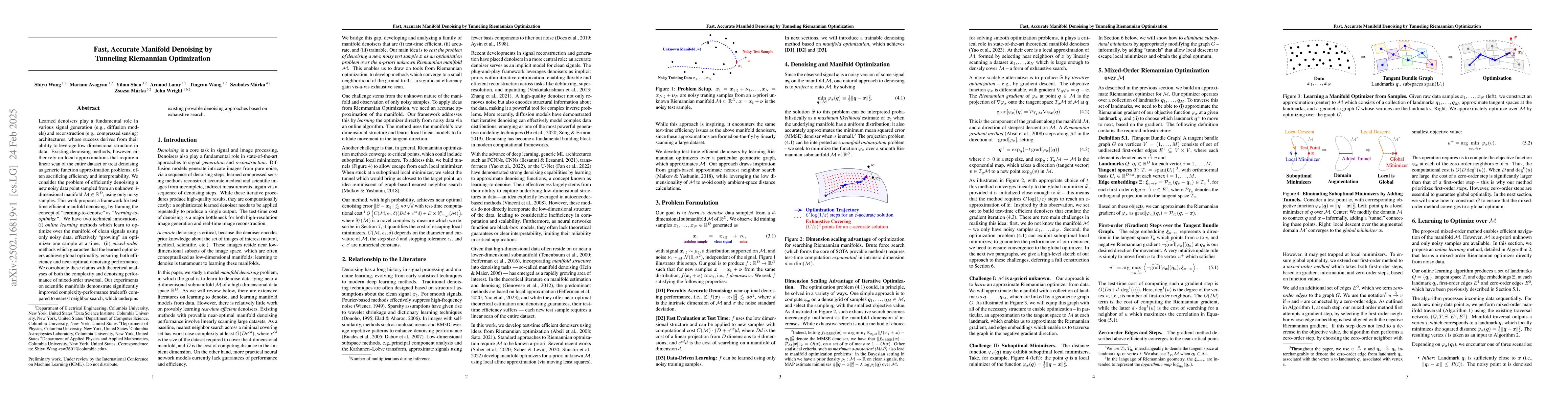 Thumbnail for Fast, Accurate Manifold Denoising by Tunneling Riemannian Optimization