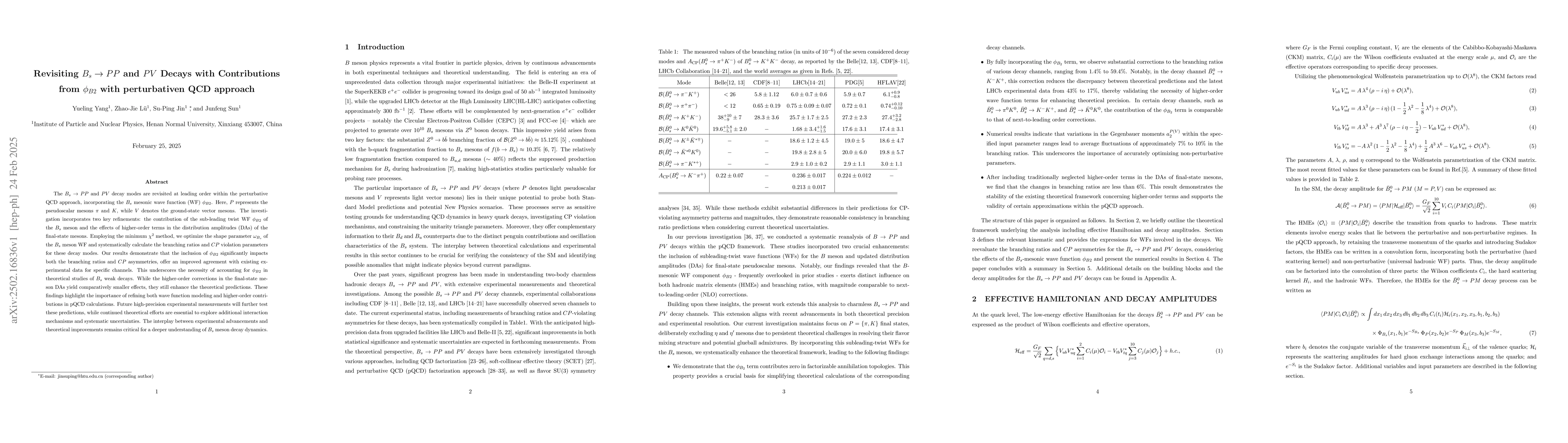 Thumbnail for Revisiting $B_s \to PP$ and $PV$ Decays with Contributions from
  $φ_{B2}$ with perturbativen QCD approach