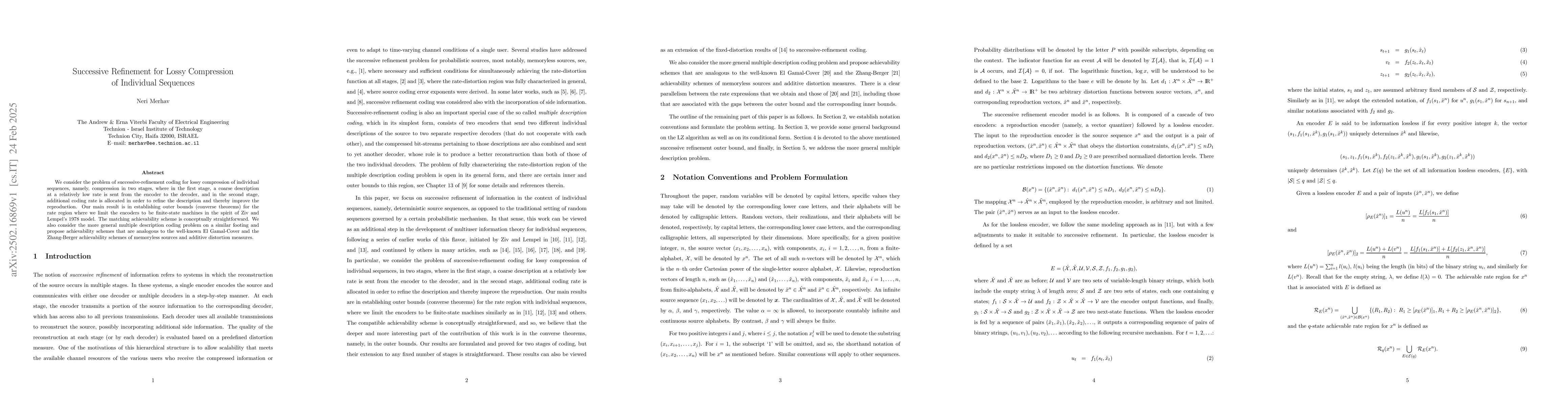 Thumbnail for Successive Refinement for Lossy Compression of Individual Sequences