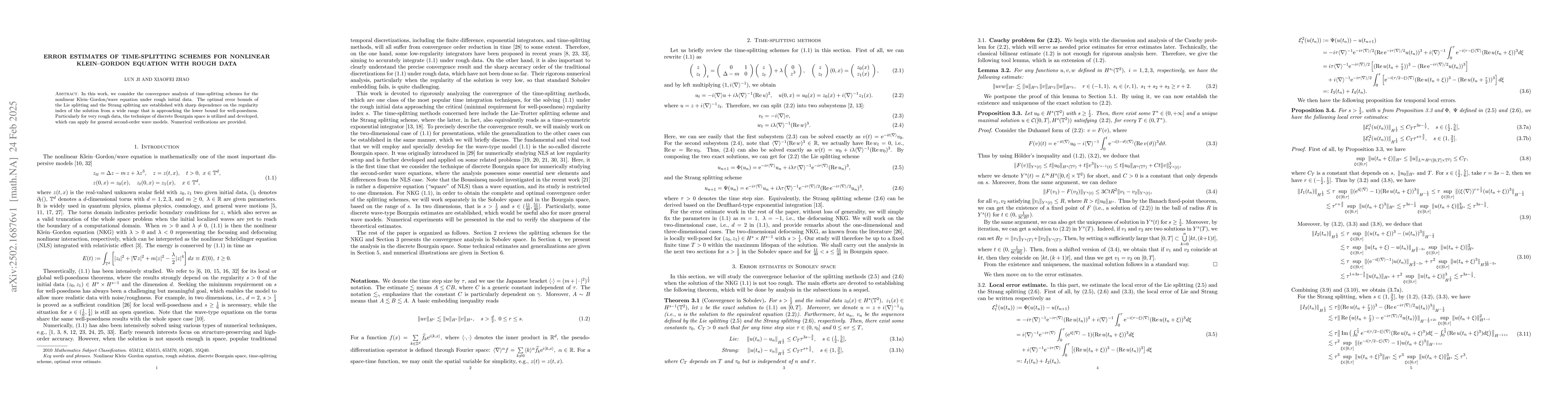Thumbnail for Error estimates of time-splitting schemes for nonlinear Klein--Gordon
  equation with rough data