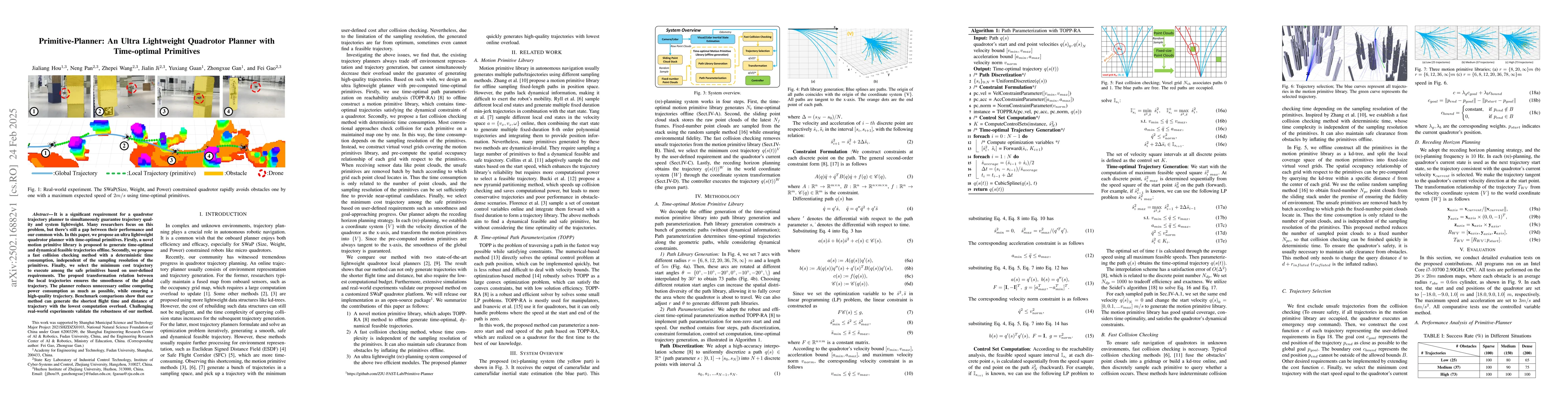 Thumbnail for Primitive-Planner: An Ultra Lightweight Quadrotor Planner with
  Time-optimal Primitives