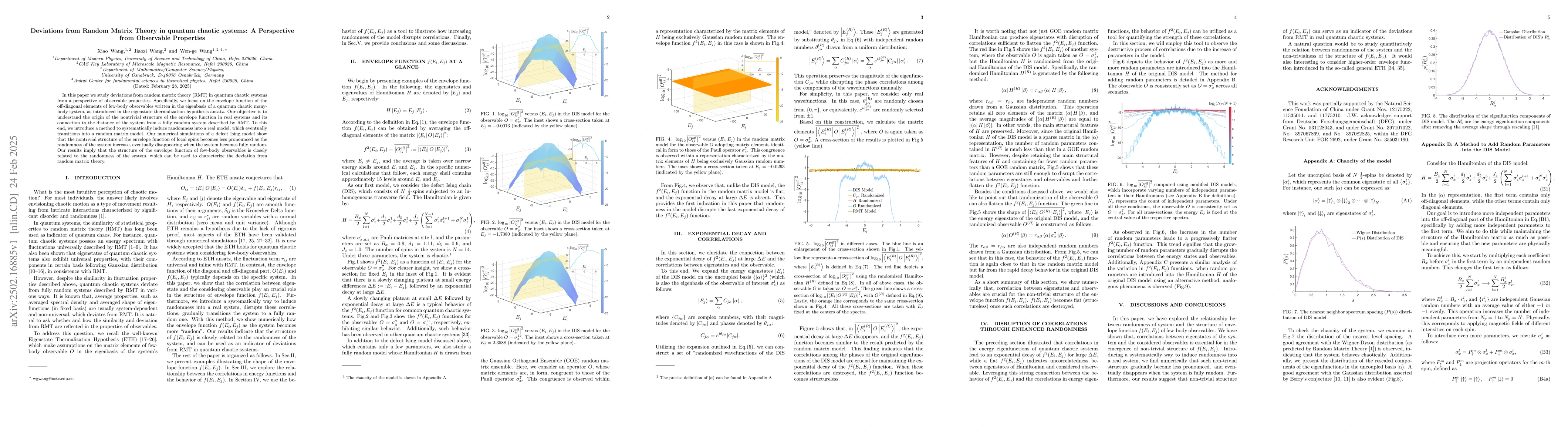 Thumbnail for Deviations from Random Matrix Theory in quantum chaotic systems: A
  Perspective from Observable Properties
