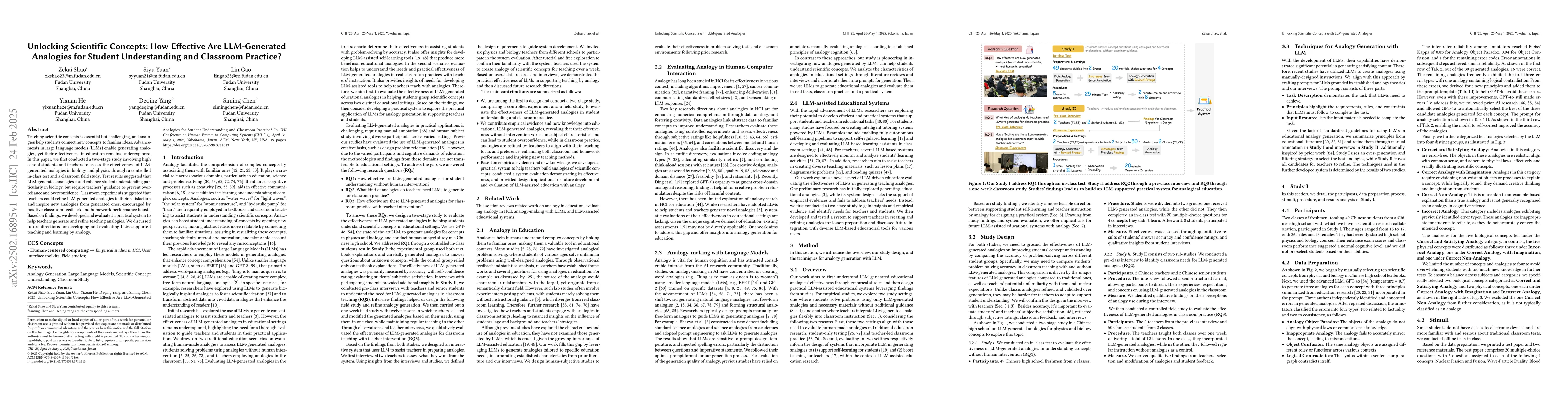 Thumbnail for Unlocking Scientific Concepts: How Effective Are LLM-Generated Analogies
  for Student Understanding and Classroom Practice?