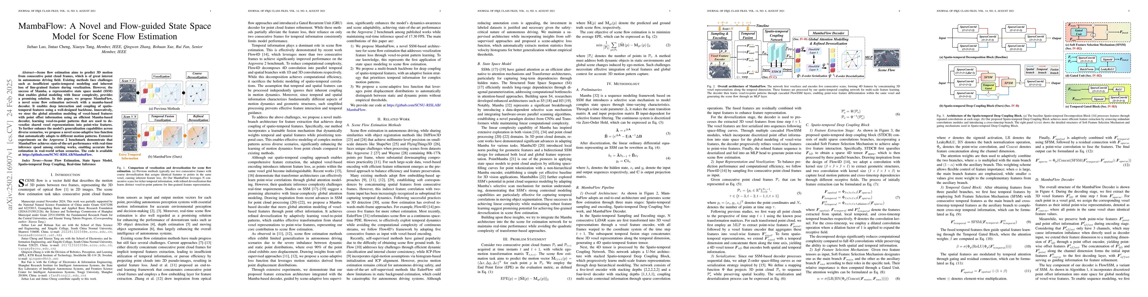 Thumbnail for MambaFlow: A Novel and Flow-guided State Space Model for Scene Flow
  Estimation