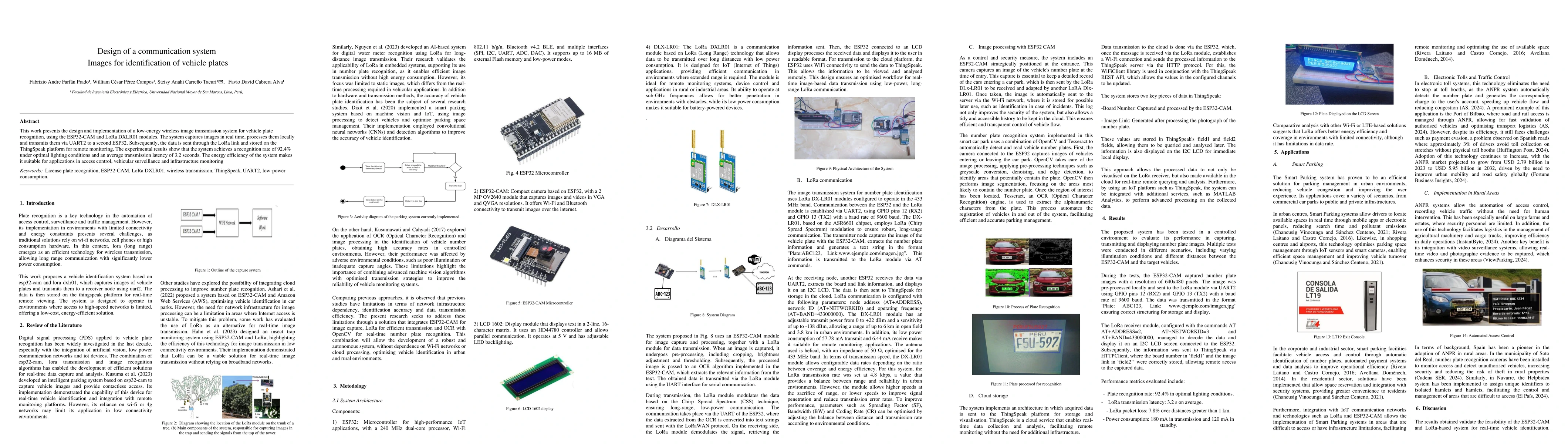 Thumbnail for Design of a communication system Images for identification of vehicle
  plates