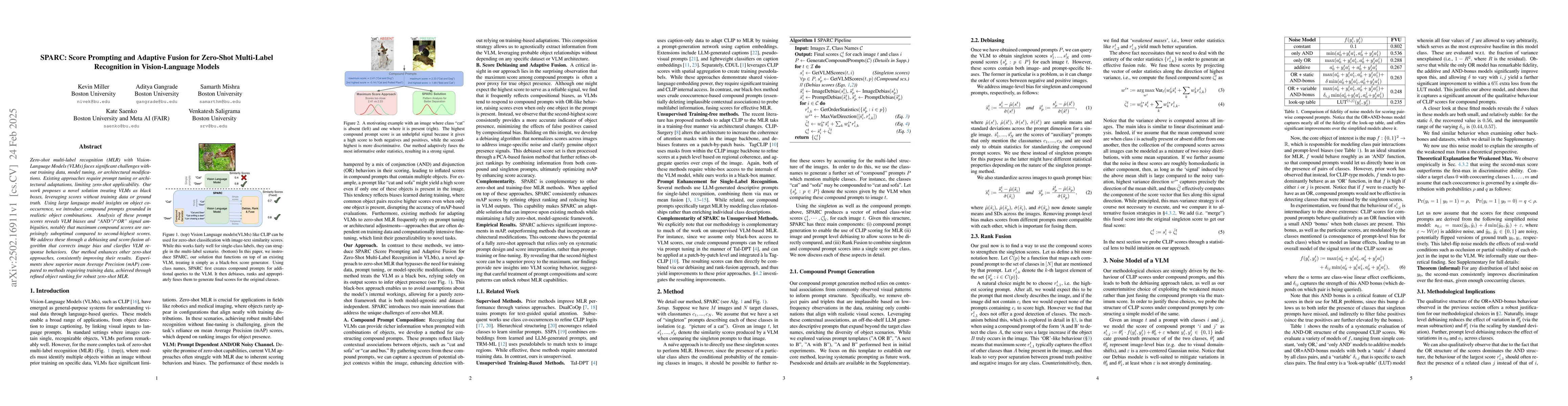 Thumbnail for SPARC: Score Prompting and Adaptive Fusion for Zero-Shot Multi-Label
  Recognition in Vision-Language Models