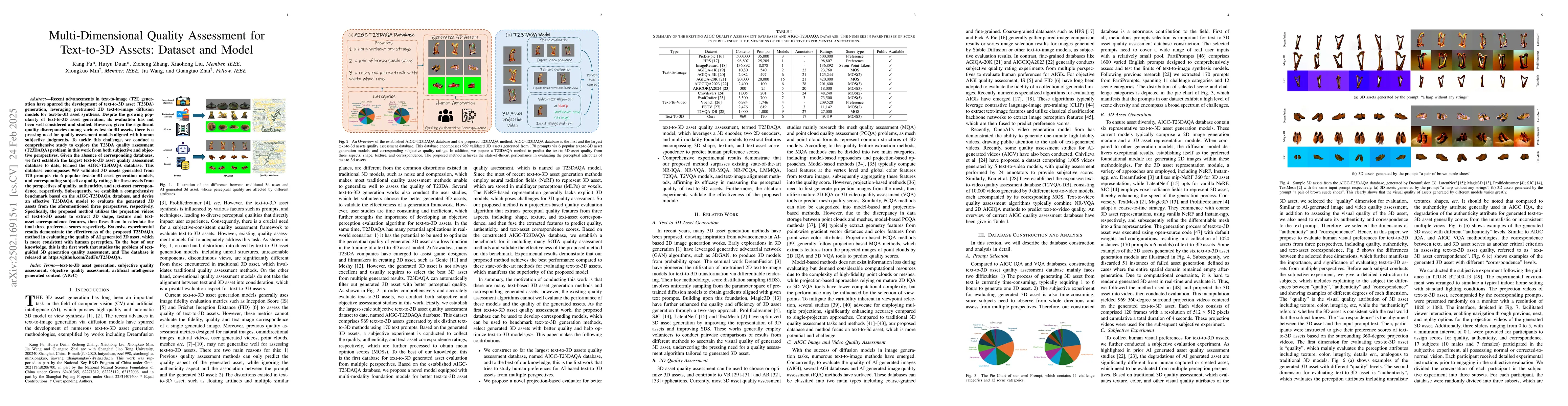Thumbnail for Multi-Dimensional Quality Assessment for Text-to-3D Assets: Dataset and
  Model