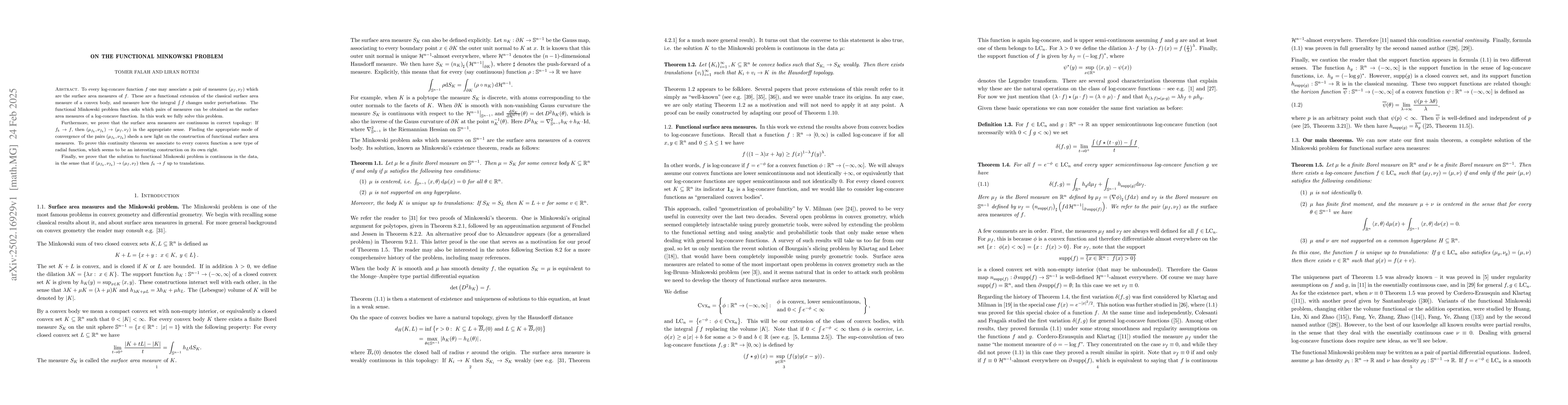 Thumbnail for On the functional Minkowski problem