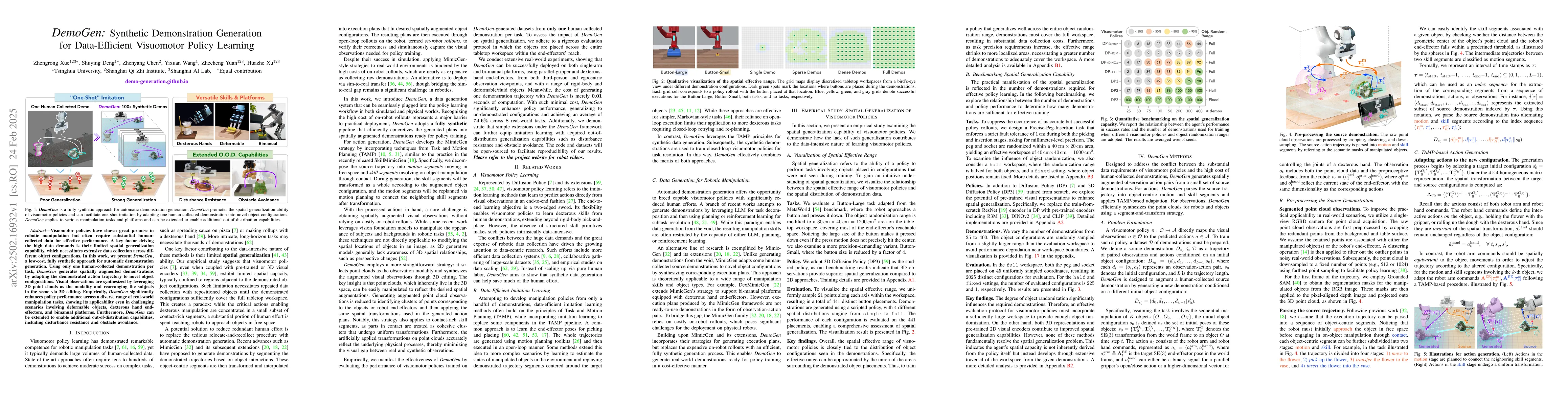Thumbnail for DemoGen: Synthetic Demonstration Generation for Data-Efficient
  Visuomotor Policy Learning