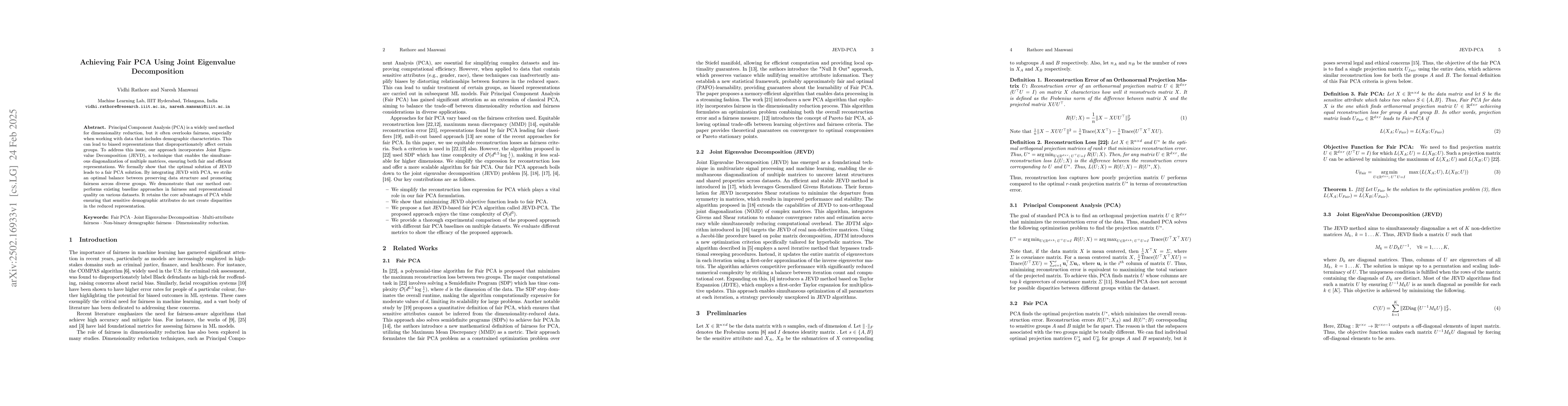 Thumbnail for Achieving Fair PCA Using Joint Eigenvalue Decomposition