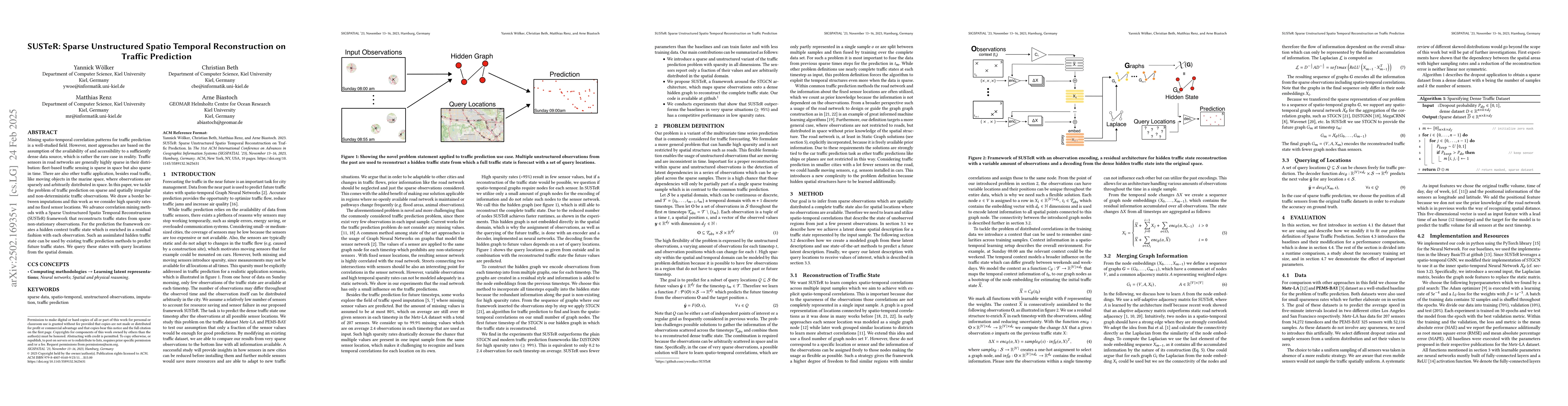 Thumbnail for SUSTeR: Sparse Unstructured Spatio Temporal Reconstruction on Traffic
  Prediction