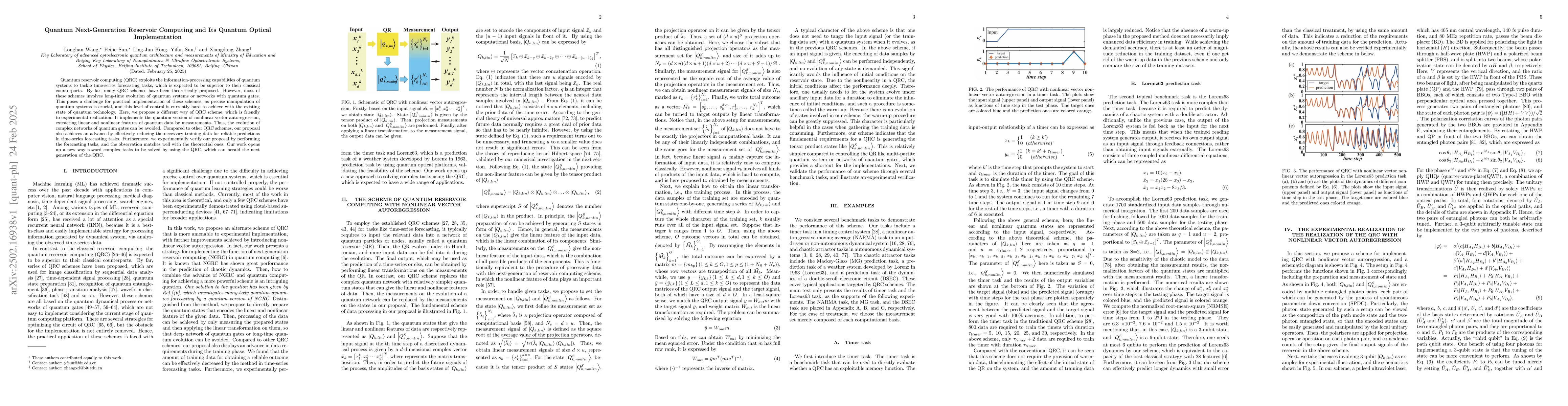 Thumbnail for Quantum Next-Generation Reservoir Computing and Its Quantum Optical
  Implementation