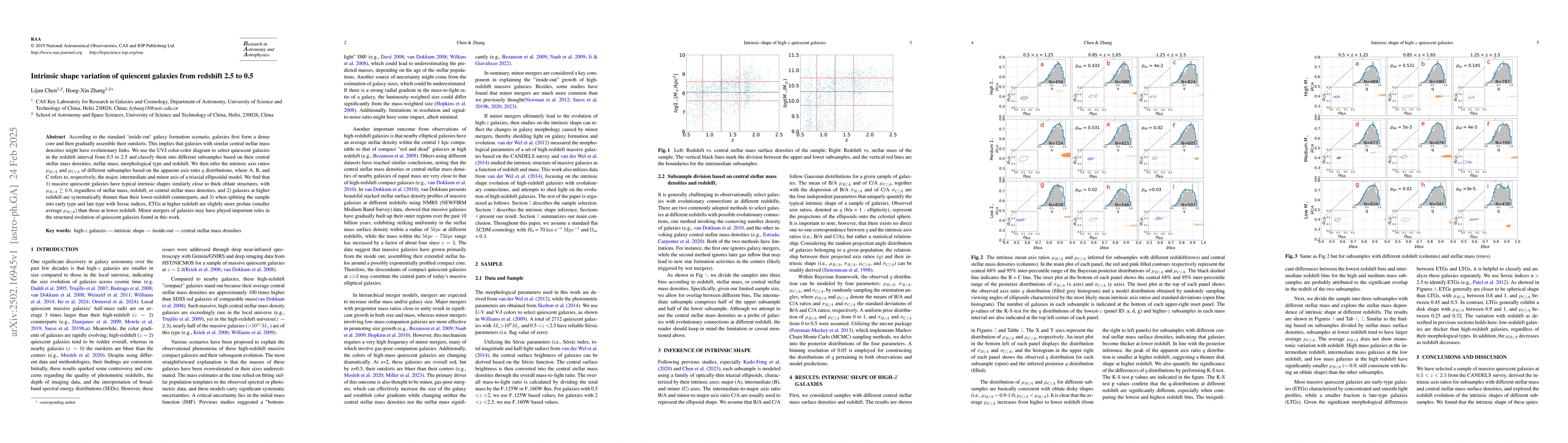 Thumbnail for Intrinsic shape variation of quiescent galaxies from redshift 2.5 to 0.5