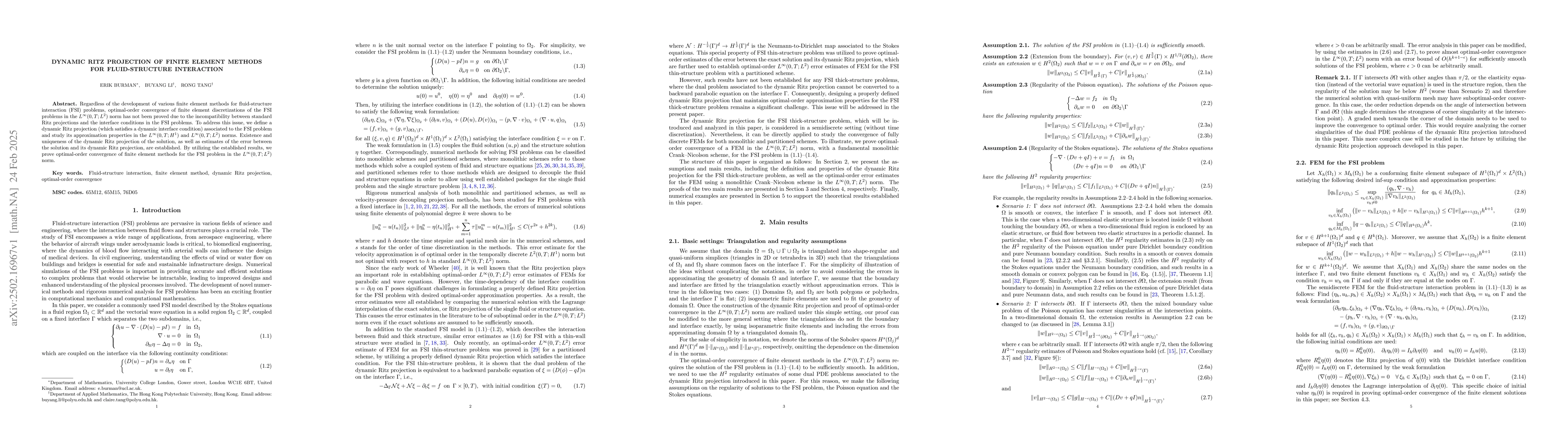 Thumbnail for Dynamic Ritz Projection for Finite Element Methods in Fluid-Structure
  Interaction