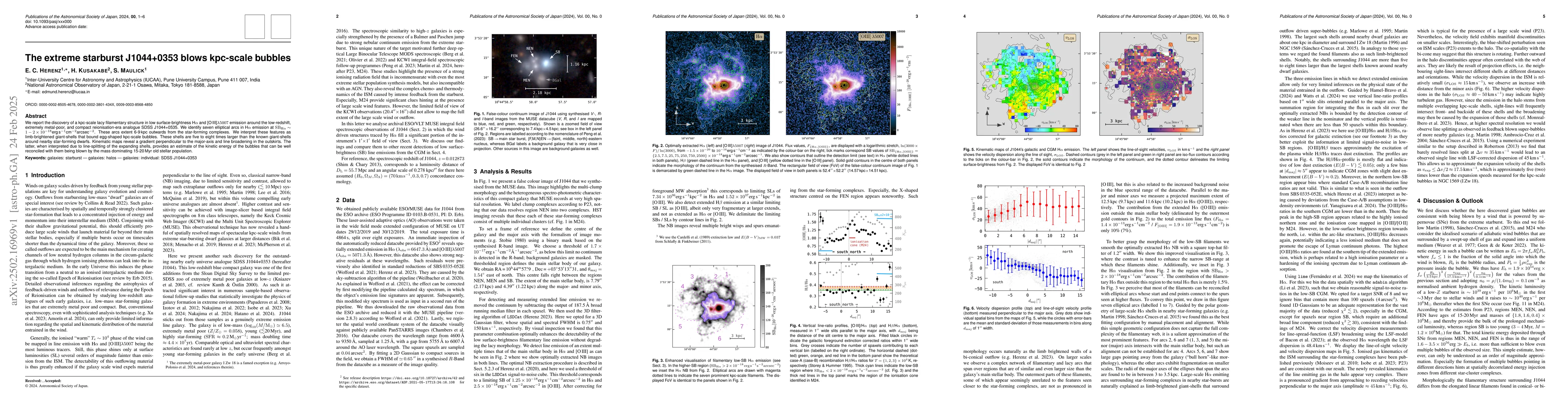Thumbnail for The extreme starburst J1044+0353 blows kpc-scale bubbles