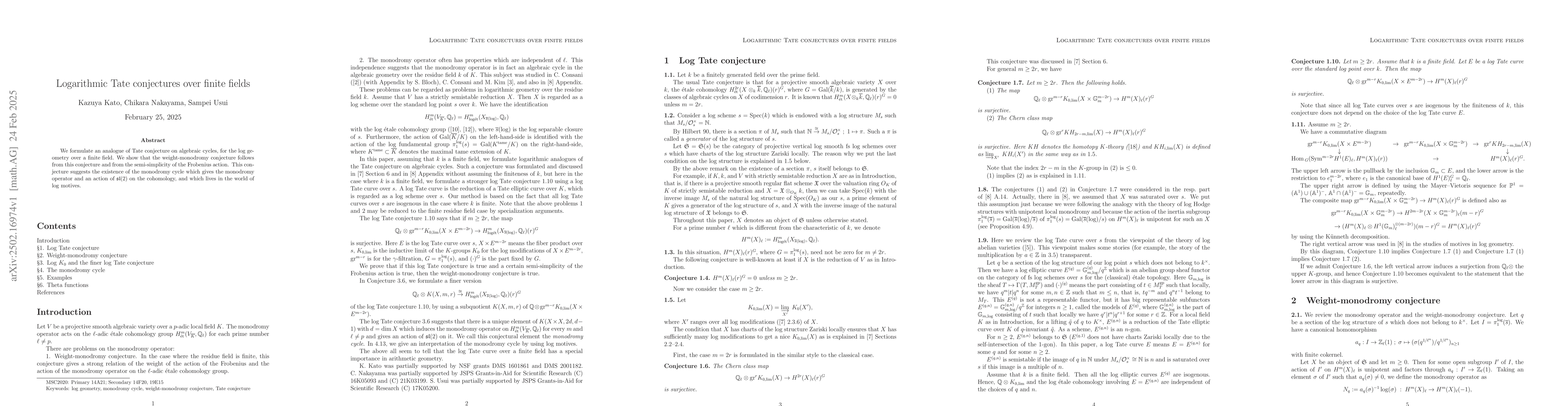 Thumbnail for Logarithmic Tate conjectures over finite fields