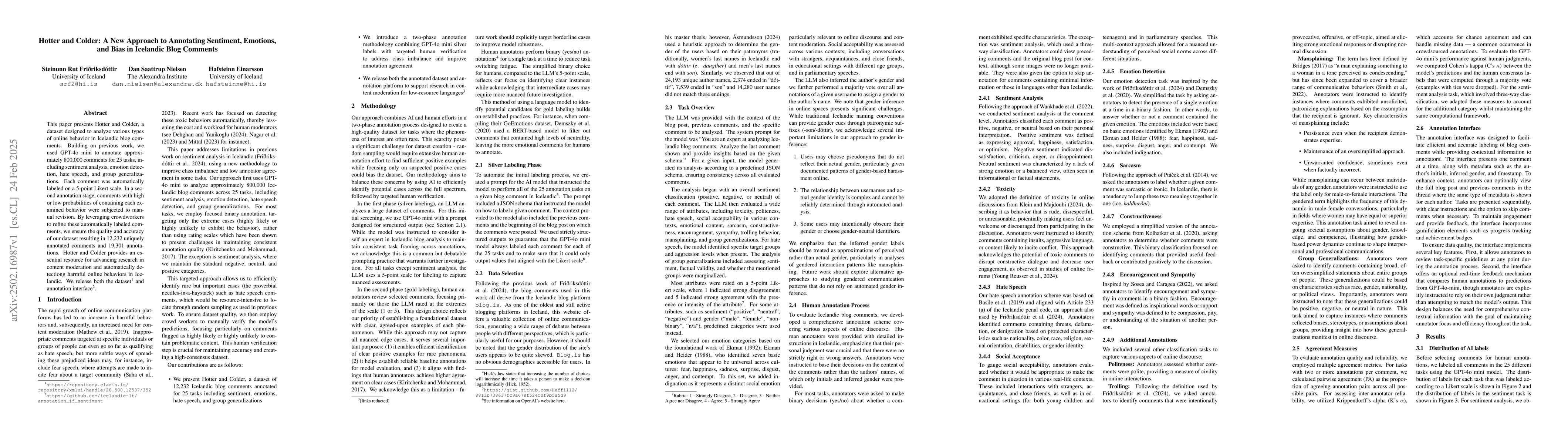 Thumbnail for Hotter and Colder: A New Approach to Annotating Sentiment, Emotions, and
  Bias in Icelandic Blog Comments
