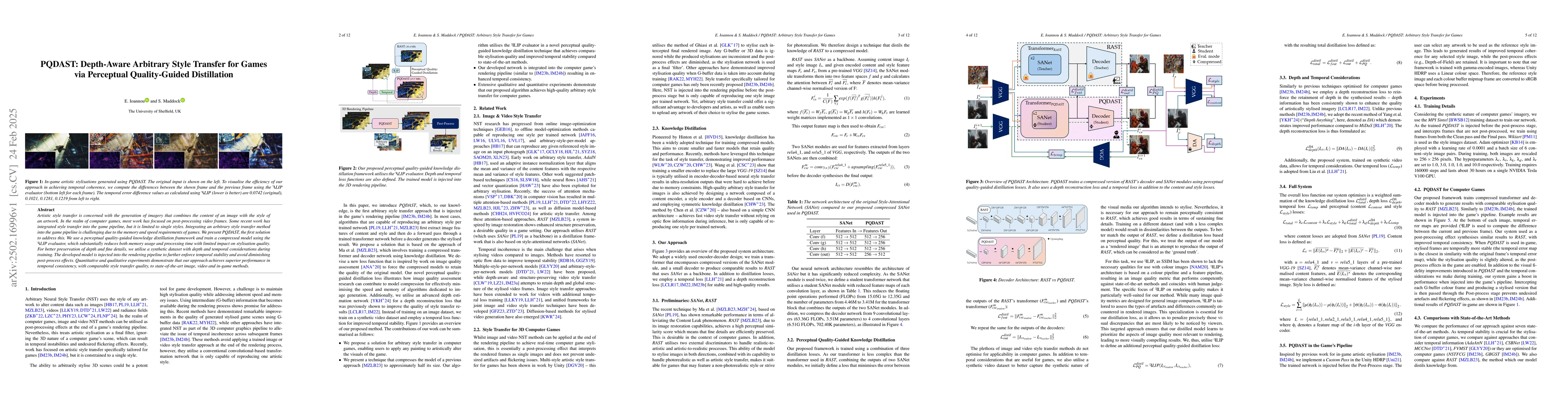 Thumbnail for PQDAST: Depth-Aware Arbitrary Style Transfer for Games via Perceptual
  Quality-Guided Distillation