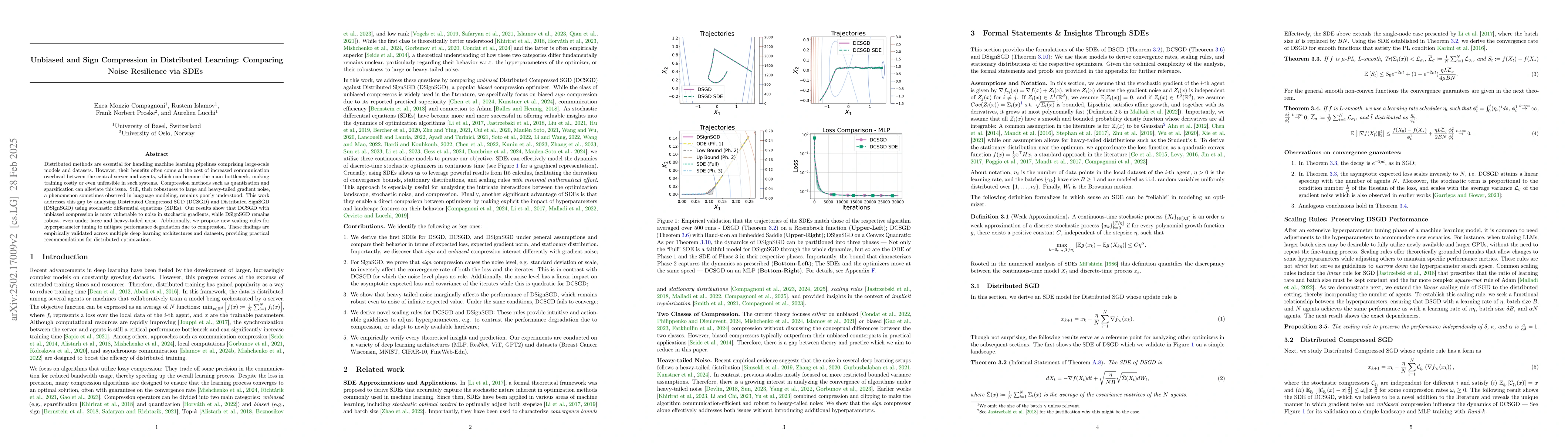 Thumbnail for Unbiased and Sign Compression in Distributed Learning: Comparing Noise
  Resilience via SDEs