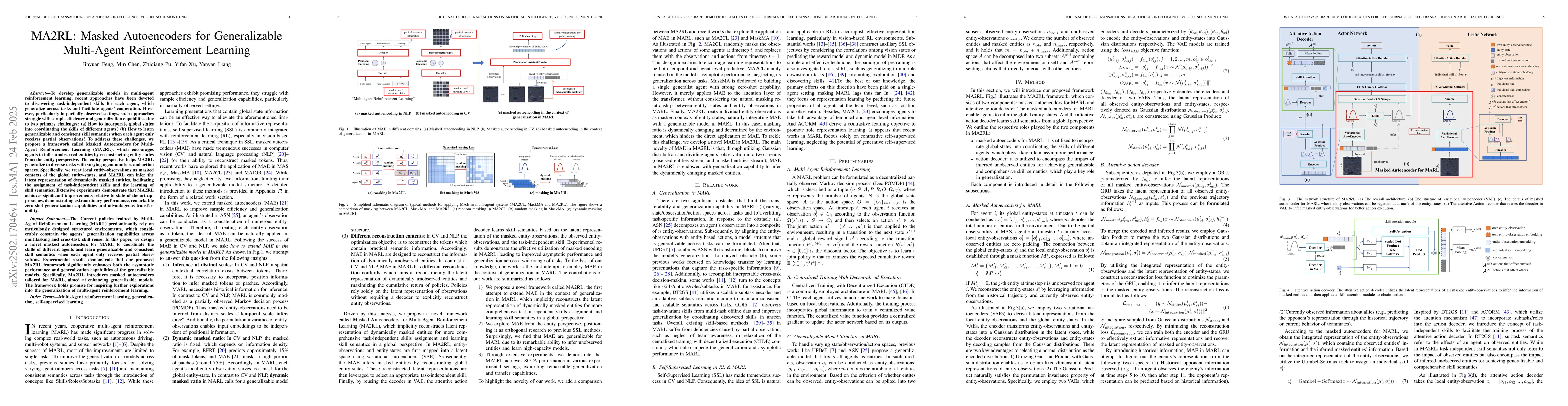 Thumbnail for MA2RL: Masked Autoencoders for Generalizable Multi-Agent Reinforcement
  Learning