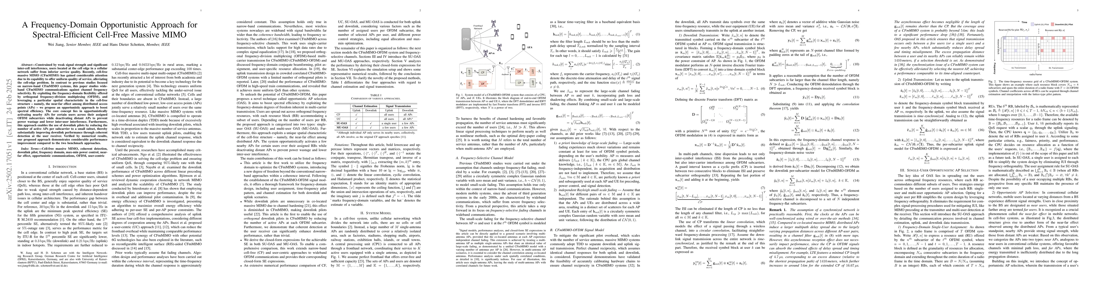Thumbnail for A Frequency-Domain Opportunistic Approach for Spectral-Efficient
  Cell-Free Massive MIMO