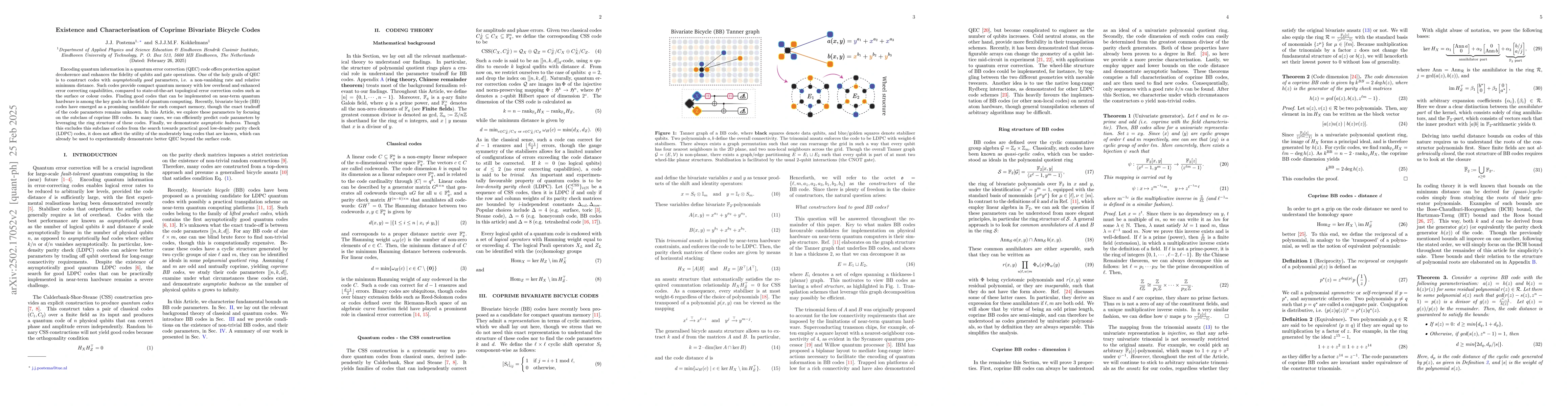 Thumbnail for Existence and Characterisation of Coprime Bivariate Bicycle Codes