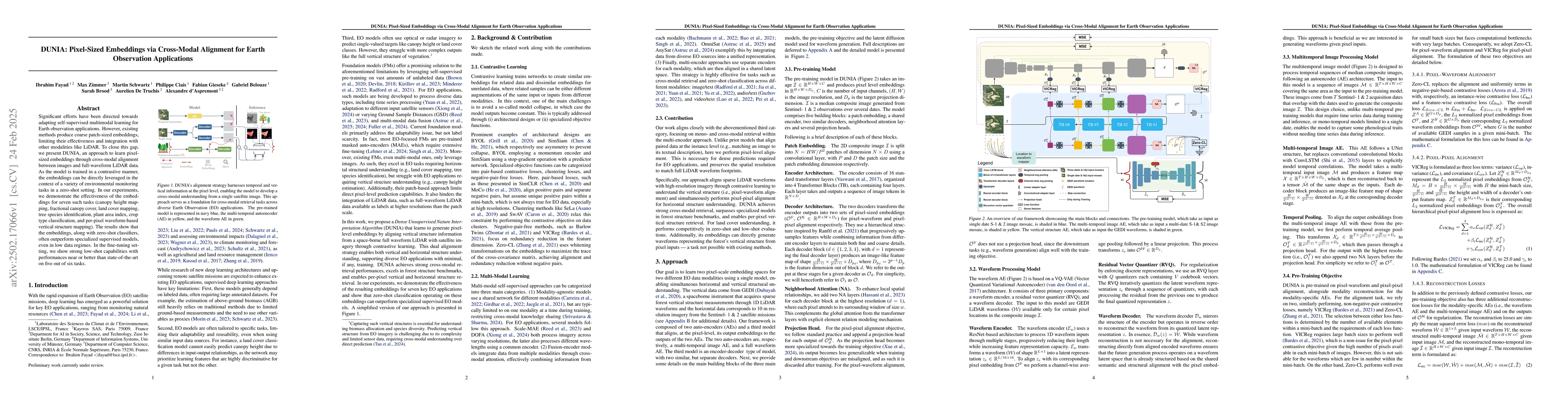 Thumbnail for DUNIA: Pixel-Sized Embeddings via Cross-Modal Alignment for Earth
  Observation Applications