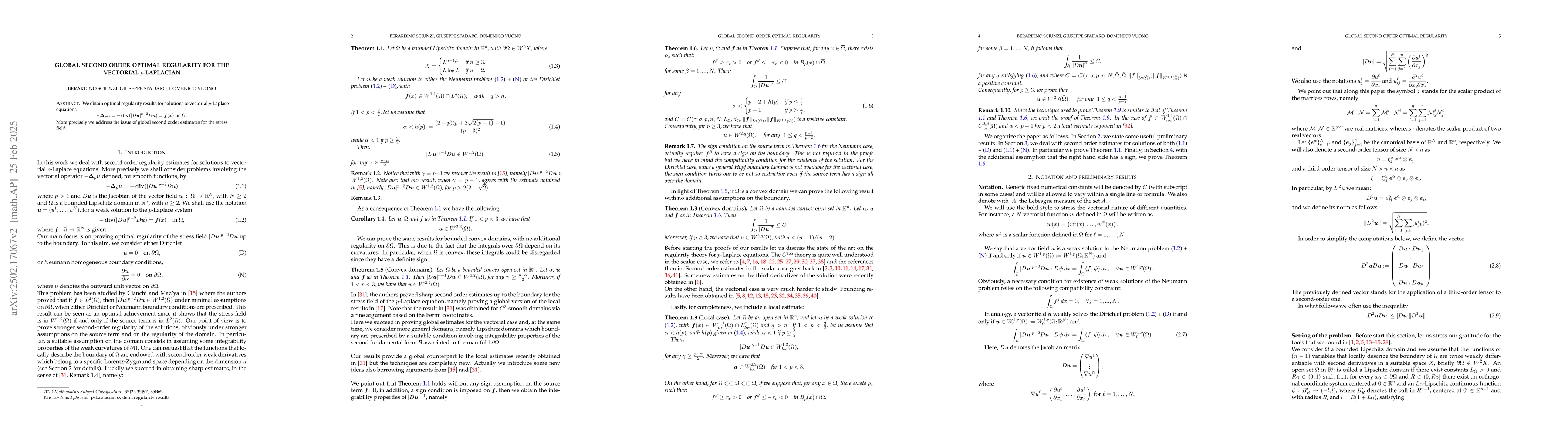 Thumbnail for Global second order optimal regularity for the vectorial $p$-Laplacian