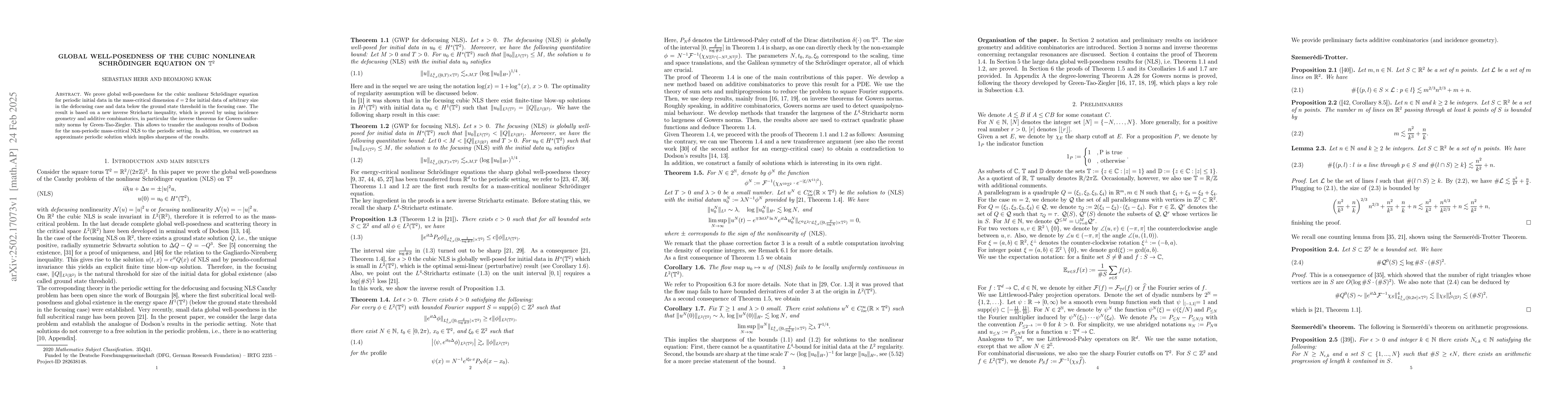 Thumbnail for Global well-posedness of the cubic nonlinear Schrödinger equation on
  $\mathbb{T}^{2}$