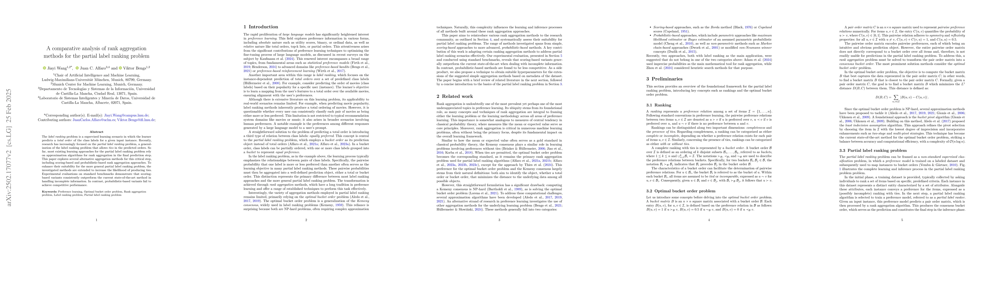Thumbnail for A comparative analysis of rank aggregation methods for the partial label
  ranking problem