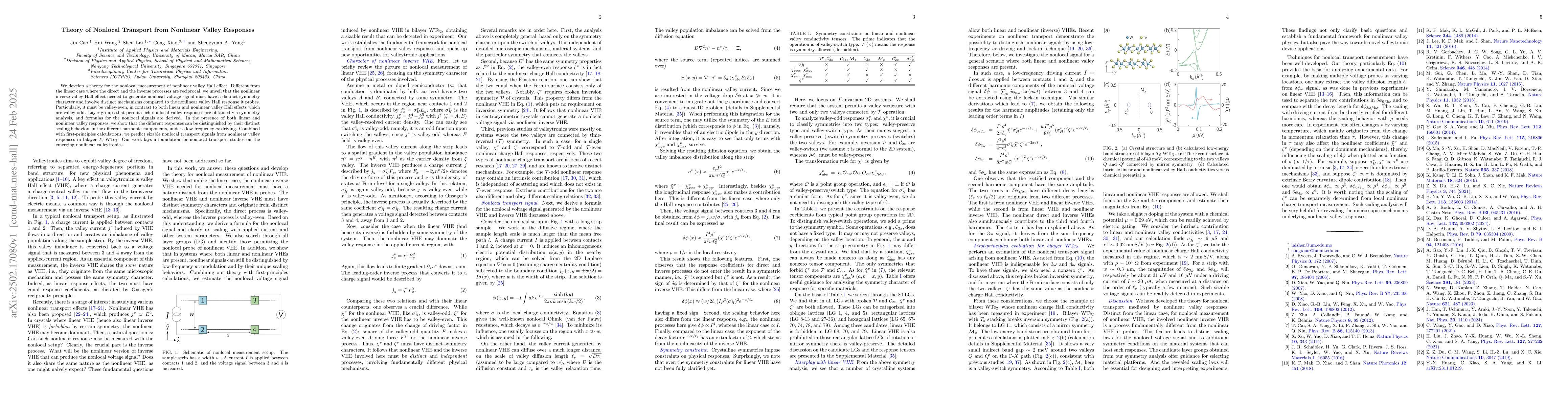 Thumbnail for Theory of Nonlocal Transport from Nonlinear Valley Responses