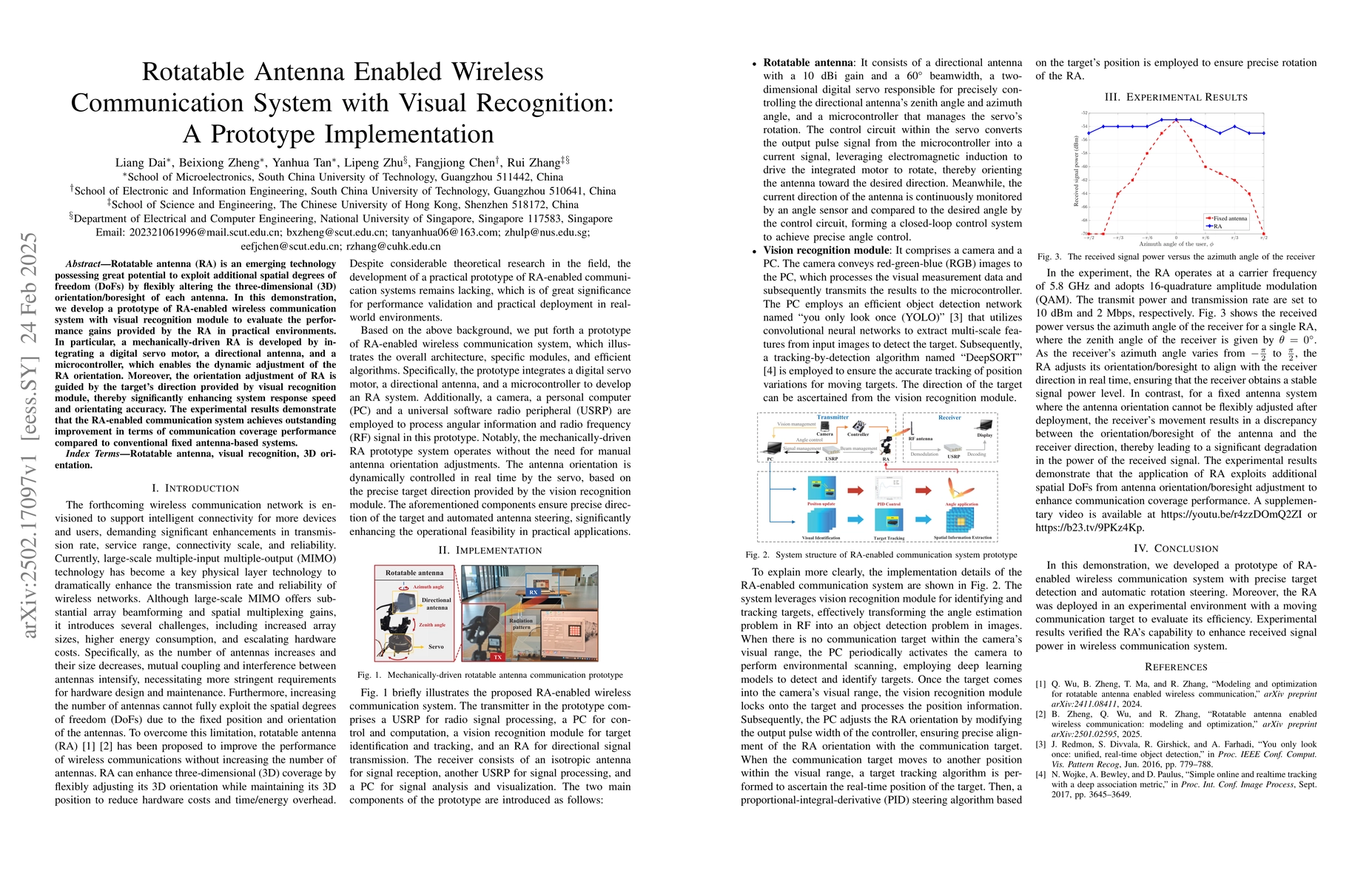 Thumbnail for Rotatable Antenna Enabled Wireless Communication System with Visual
  Recognition: A Prototype Implementation
