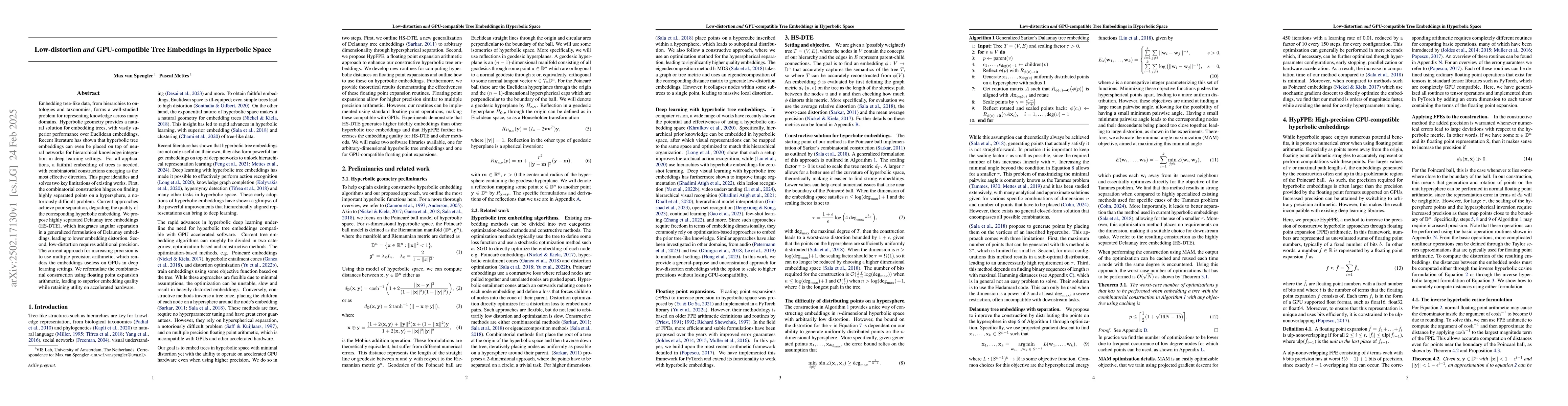 Thumbnail for Low-distortion and GPU-compatible Tree Embeddings in Hyperbolic Space