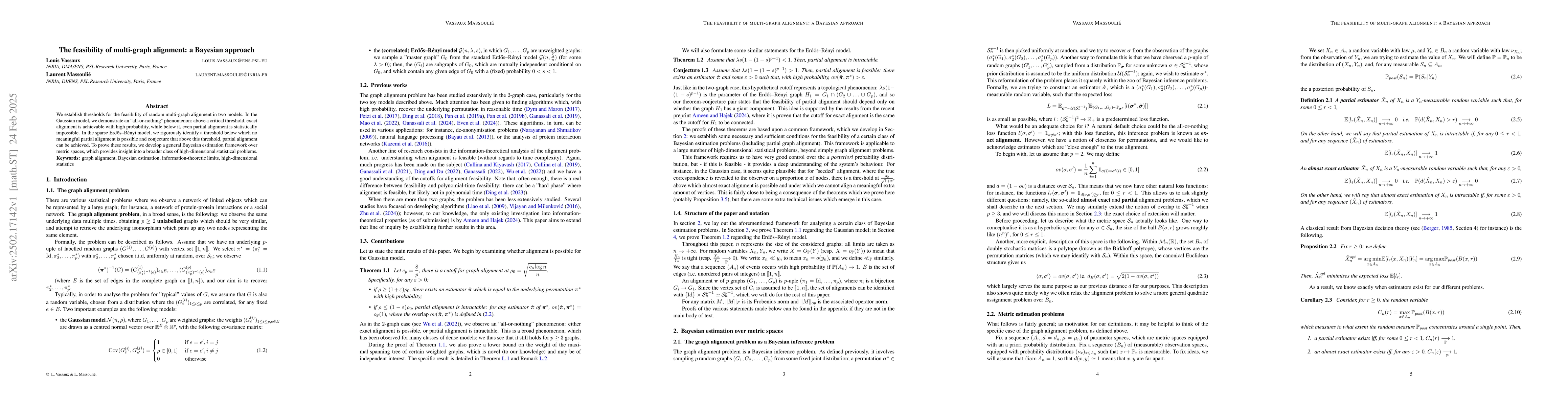 Thumbnail for The feasibility of multi-graph alignment: a Bayesian approach