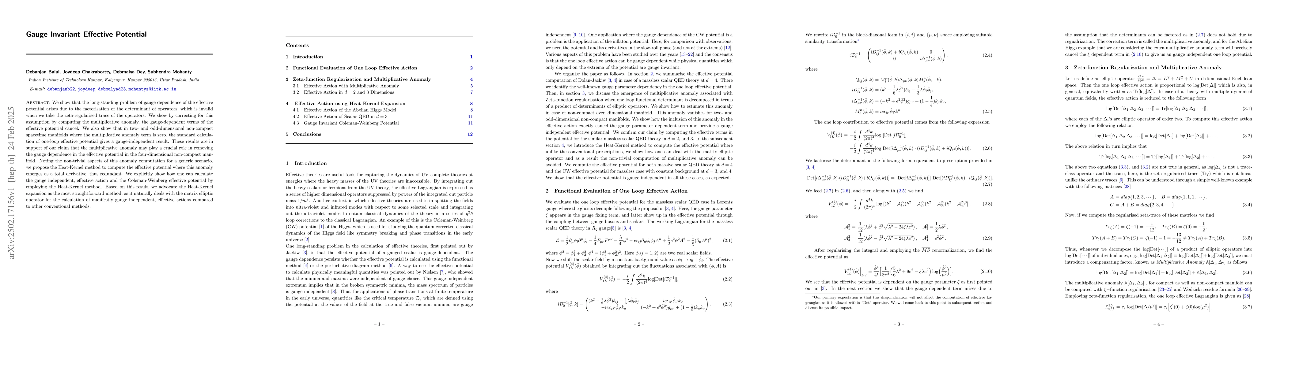 Thumbnail for Gauge Invariant Effective Potential