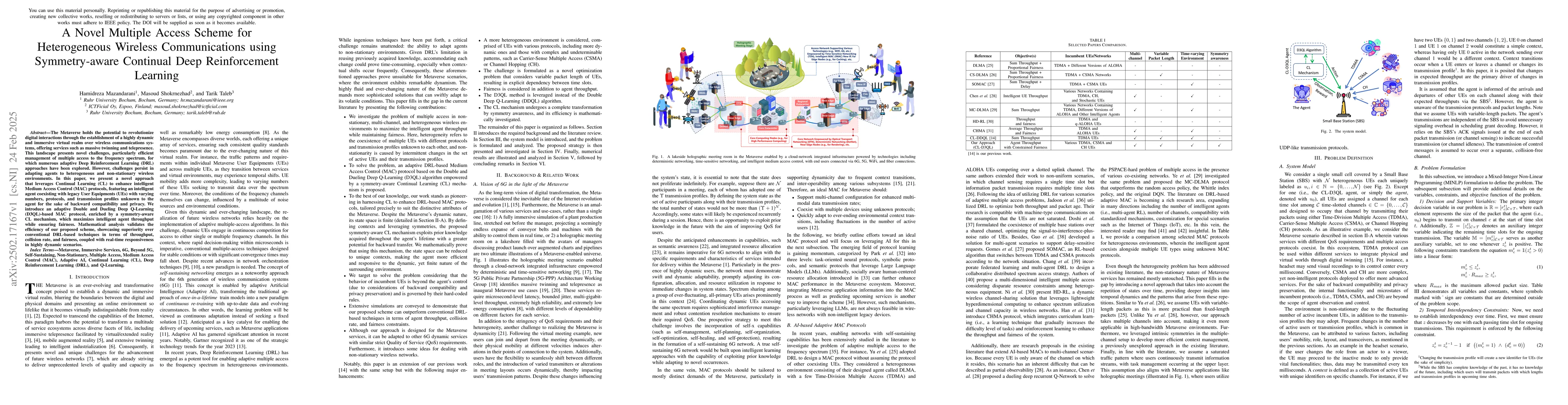 Thumbnail for A Novel Multiple Access Scheme for Heterogeneous Wireless Communications
  using Symmetry-aware Continual Deep Reinforcement Learning